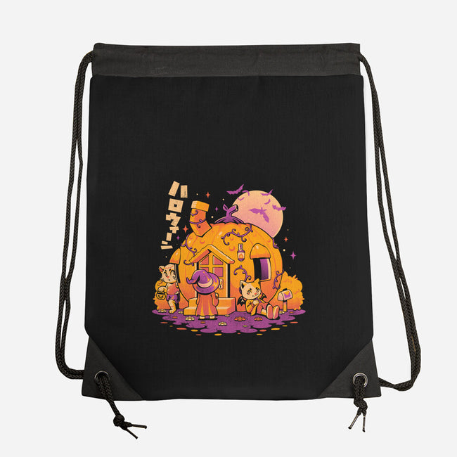 Purrpkin House-none drawstring bag-eduely