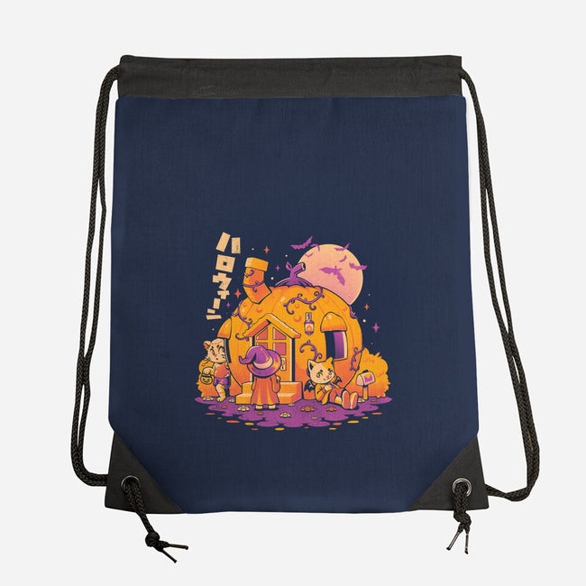Purrpkin House-none drawstring bag-eduely
