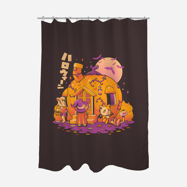 Purrpkin House-none polyester shower curtain-eduely