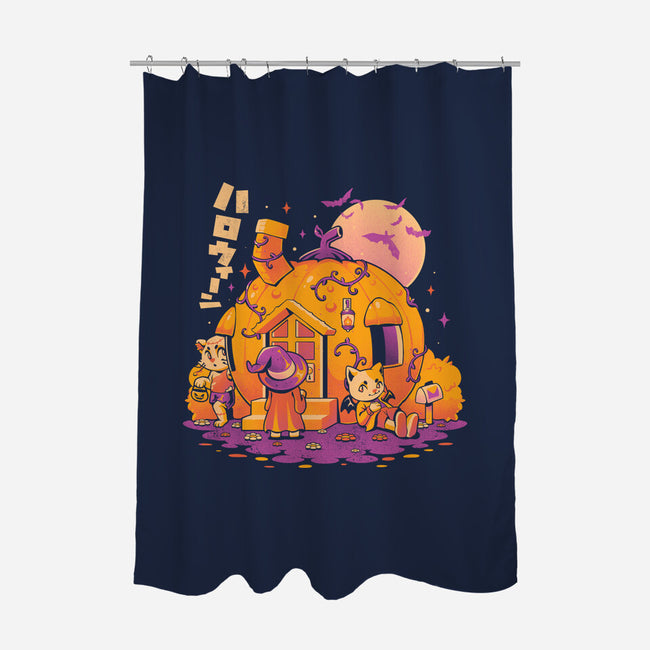 Purrpkin House-none polyester shower curtain-eduely