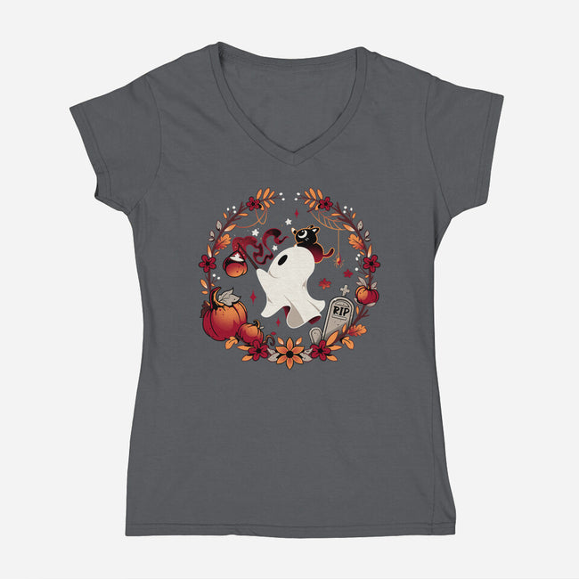 Spooky Wishes-womens v-neck tee-Snouleaf