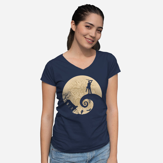 Evil Dead Before Christmas-womens v-neck tee-Tronyx79