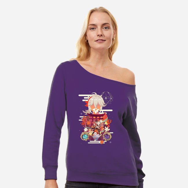 The Wandering Samurai-womens off shoulder sweatshirt-SwensonaDesigns