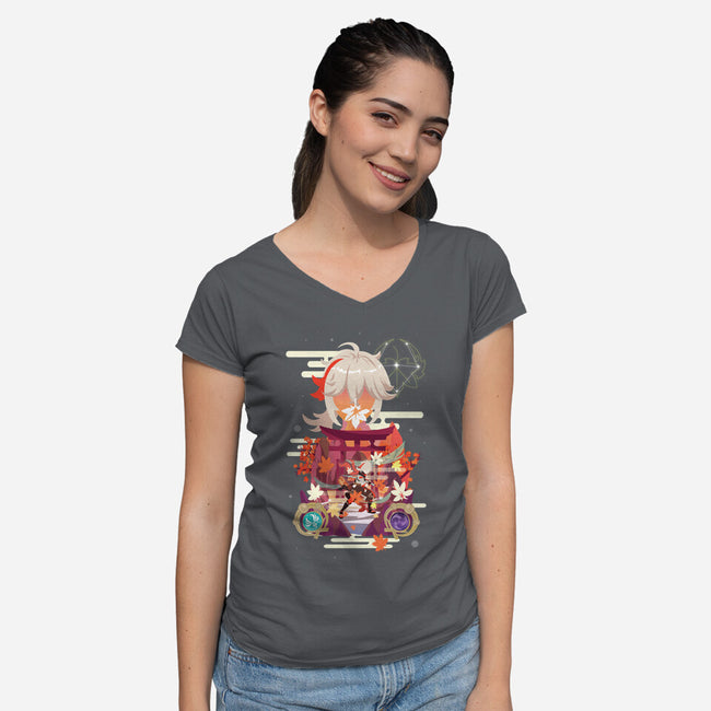 The Wandering Samurai-womens v-neck tee-SwensonaDesigns