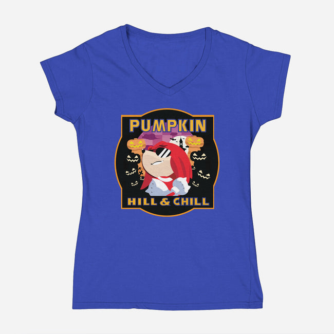 Pumpkin Hill And Chill-womens v-neck tee-SwensonaDesigns