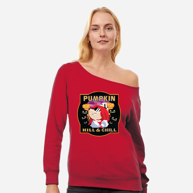 Pumpkin Hill And Chill-womens off shoulder sweatshirt-SwensonaDesigns