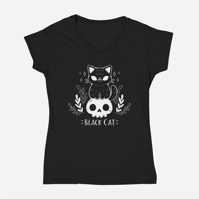 Black Cat-womens v-neck tee-xMorfina
