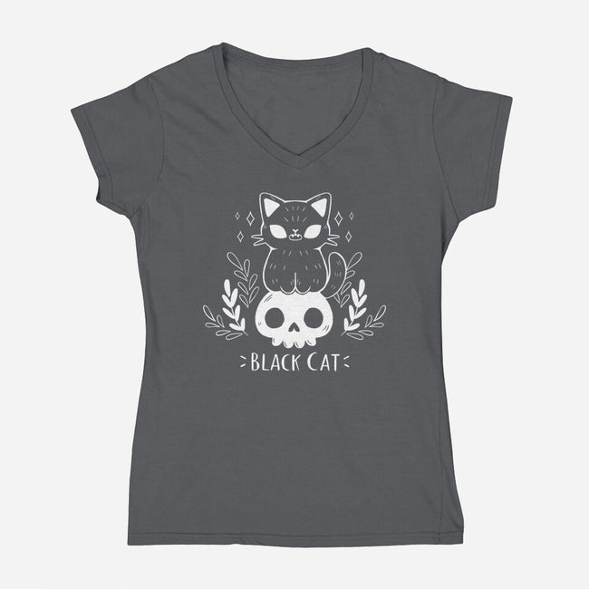 Black Cat-womens v-neck tee-xMorfina