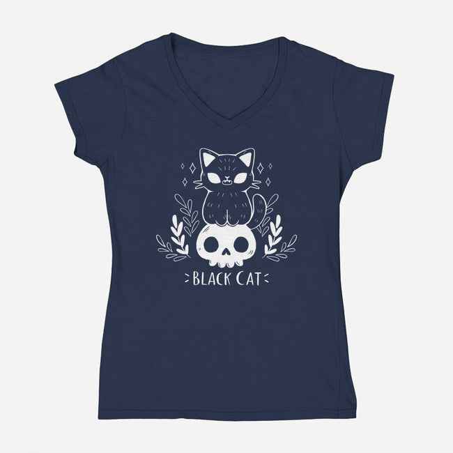 Black Cat-womens v-neck tee-xMorfina