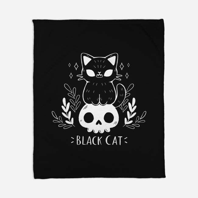 Black Cat-none fleece blanket-xMorfina