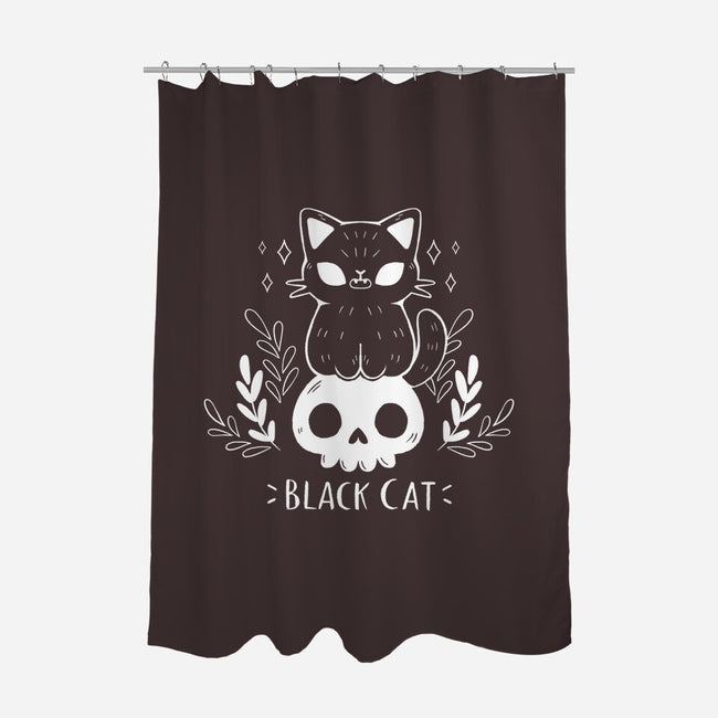 Black Cat-none polyester shower curtain-xMorfina