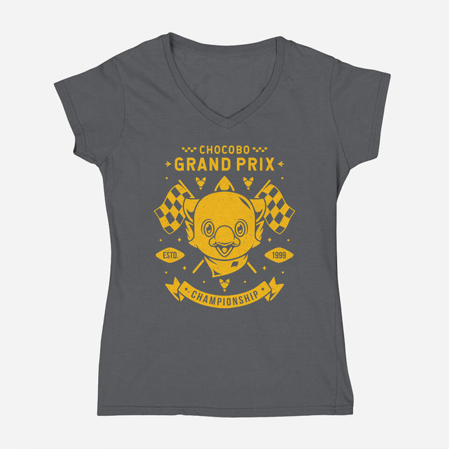 Chocobo Grand Prix-womens v-neck tee-Alundrart