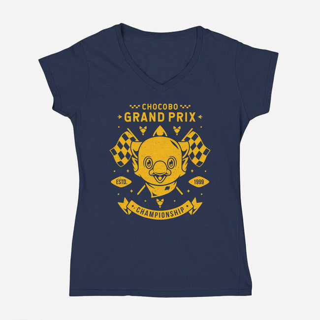 Chocobo Grand Prix-womens v-neck tee-Alundrart