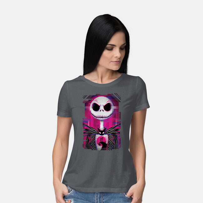 Jack Skellington Glitch-womens basic tee-danielmorris1993