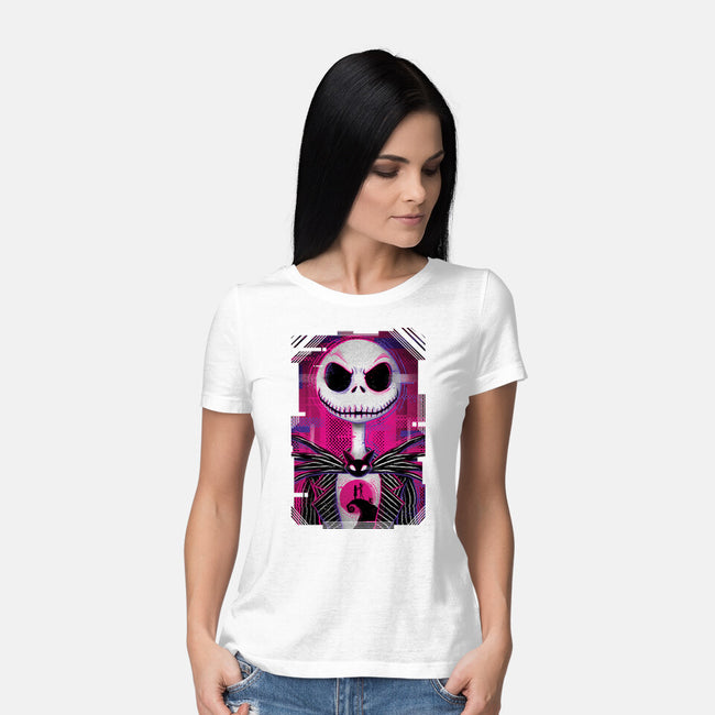 Jack Skellington Glitch-womens basic tee-danielmorris1993