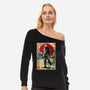 Jason In Japan Woodblock-womens off shoulder sweatshirt-DrMonekers