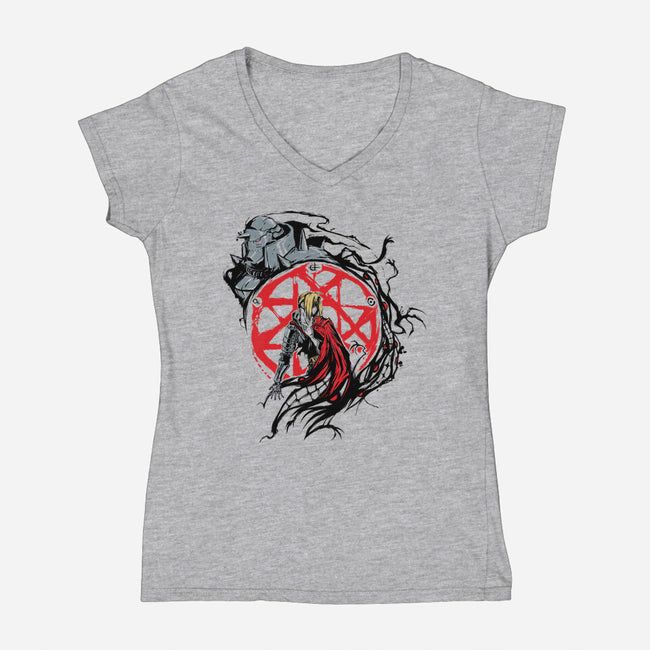 Fullmetal Circle-womens v-neck tee-Fearcheck