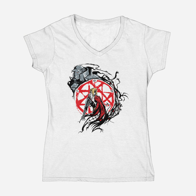 Fullmetal Circle-womens v-neck tee-Fearcheck