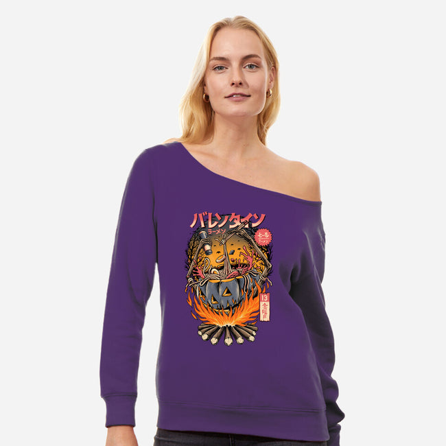 Ramen Spooky-womens off shoulder sweatshirt-sober artwerk