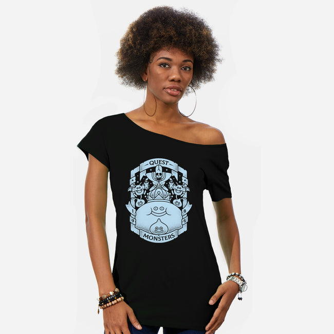 Quest Monsters-womens off shoulder tee-Alundrart