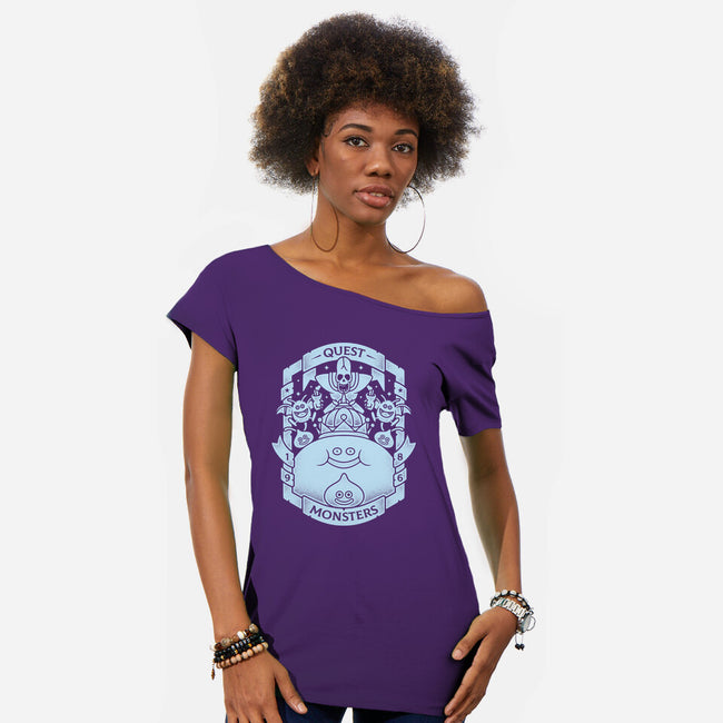 Quest Monsters-womens off shoulder tee-Alundrart