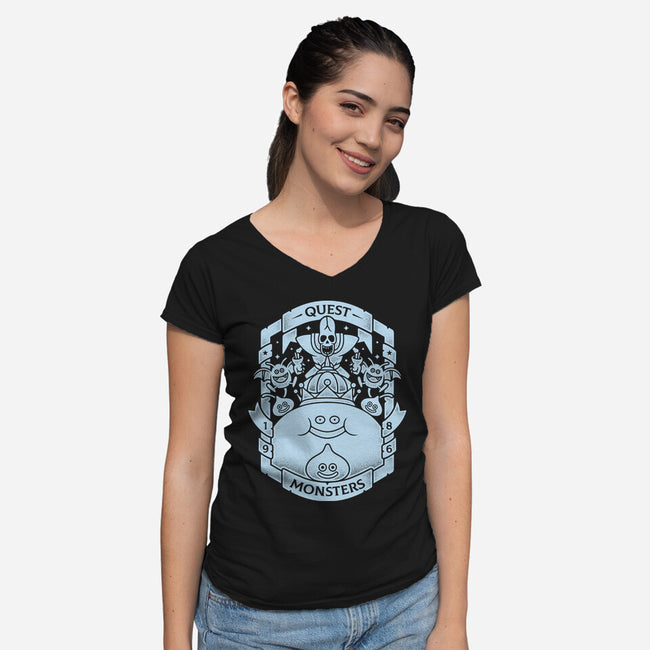 Quest Monsters-womens v-neck tee-Alundrart