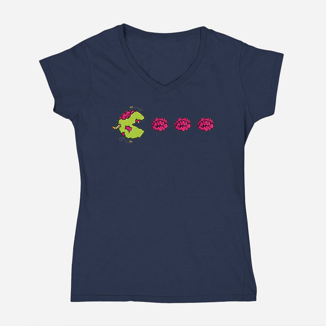 Pac-Zombie-womens v-neck tee-goodidearyan