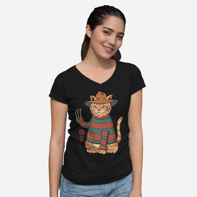 Catana On Elm Street-womens v-neck tee-vp021