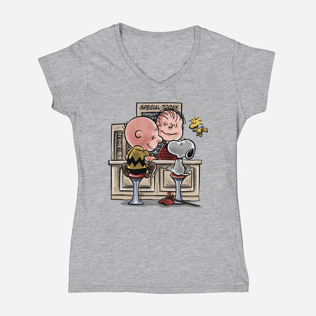 The Runaway Beagle-womens v-neck tee-zascanauta