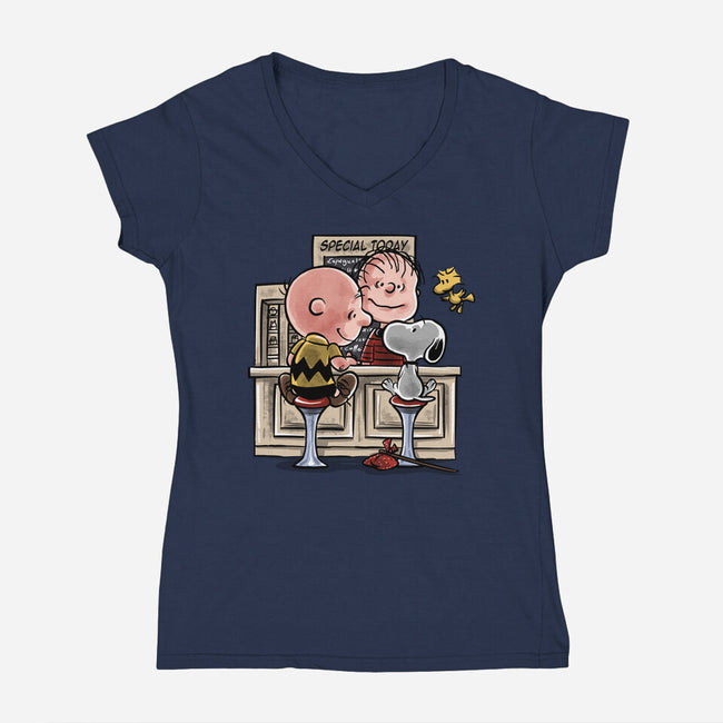 The Runaway Beagle-womens v-neck tee-zascanauta