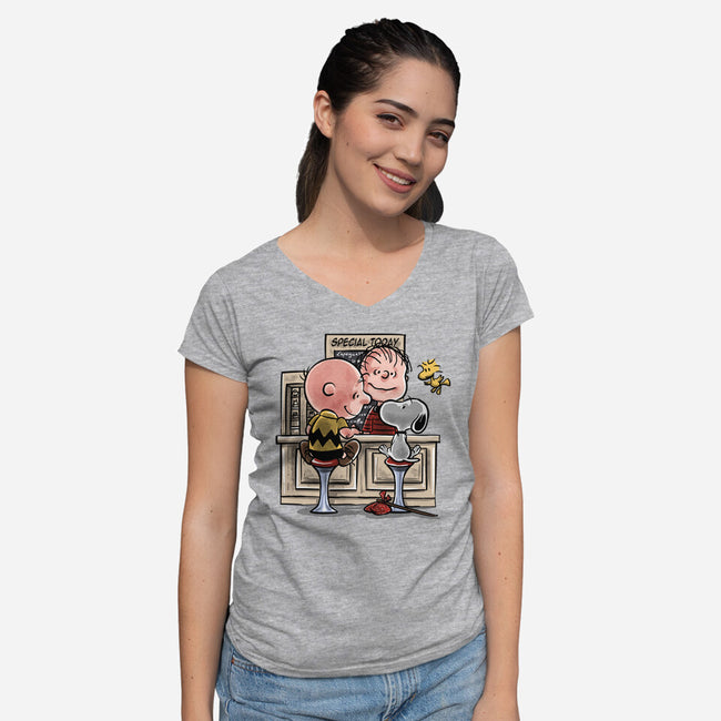 The Runaway Beagle-womens v-neck tee-zascanauta
