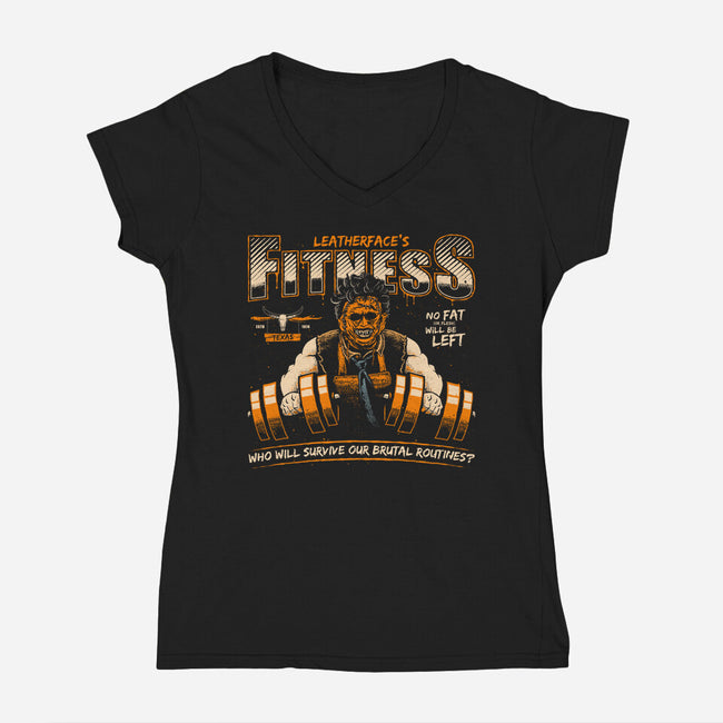 Leatherface's Fitness-womens v-neck tee-teesgeex