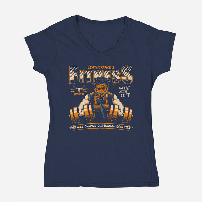 Leatherface's Fitness-womens v-neck tee-teesgeex