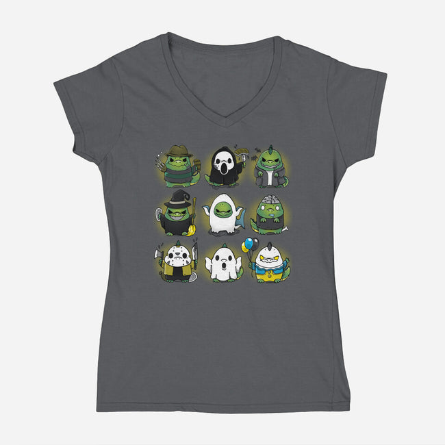 Horror Saur-womens v-neck tee-Vallina84