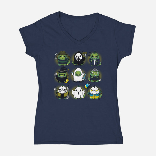 Horror Saur-womens v-neck tee-Vallina84