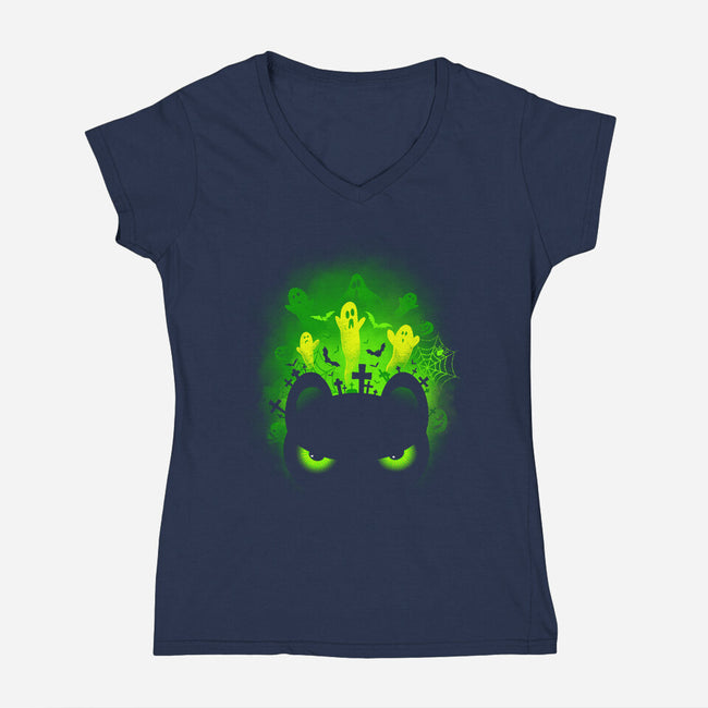Spooky Eyes-womens v-neck tee-erion_designs