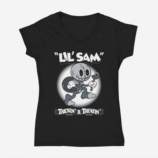 Lil Sam-womens v-neck tee-Nemons