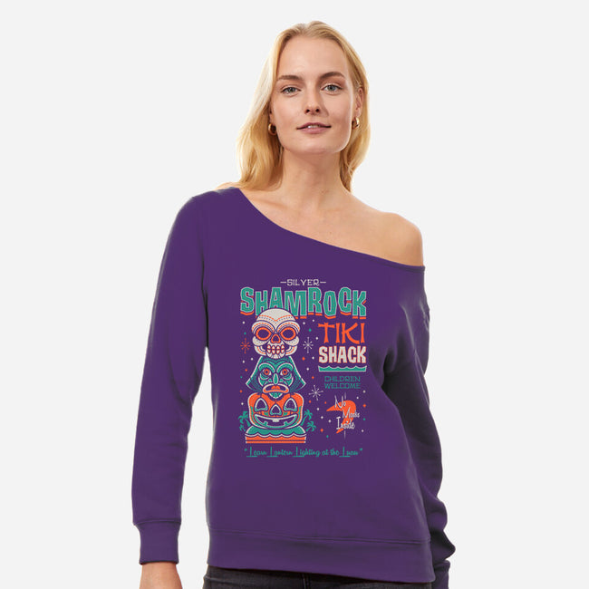 Silver Shamrock Tiki Shack-womens off shoulder sweatshirt-Nemons