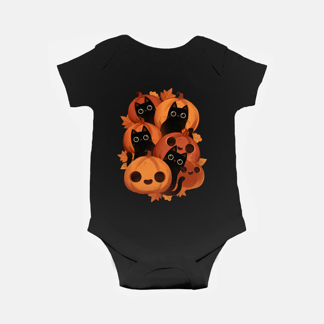 Pumpkins And Black Cats-baby basic onesie-ricolaa