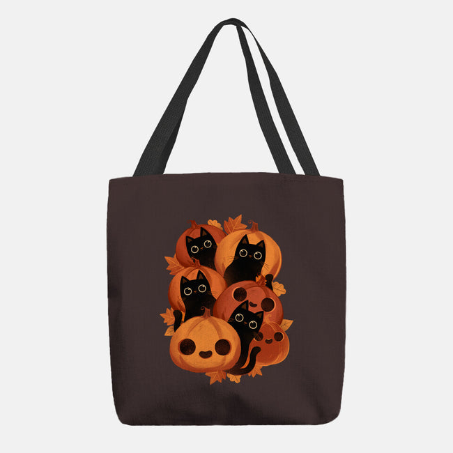 Pumpkins And Black Cats-none basic tote bag-ricolaa