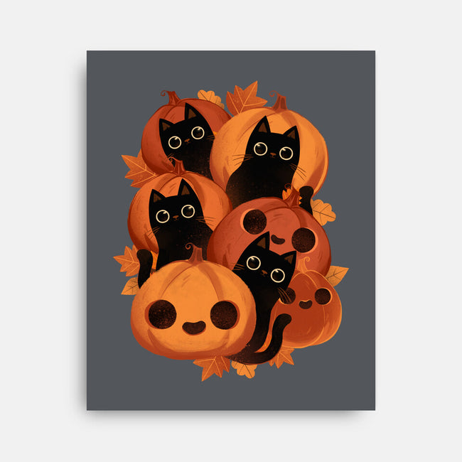 Pumpkins And Black Cats-none stretched canvas-ricolaa
