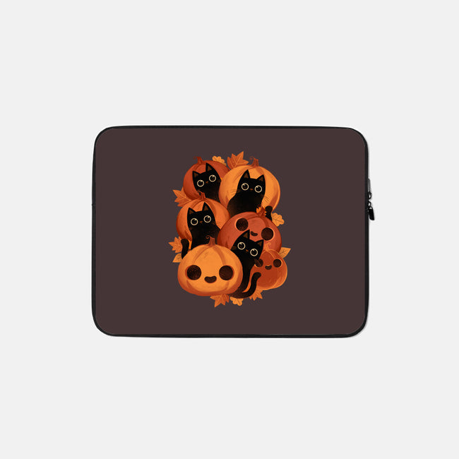 Pumpkins And Black Cats-none zippered laptop sleeve-ricolaa
