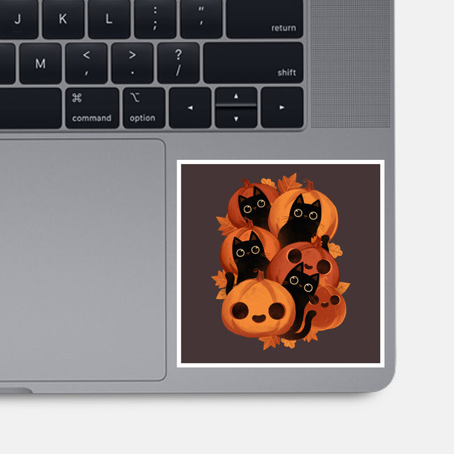 Pumpkins And Black Cats-none glossy sticker-ricolaa