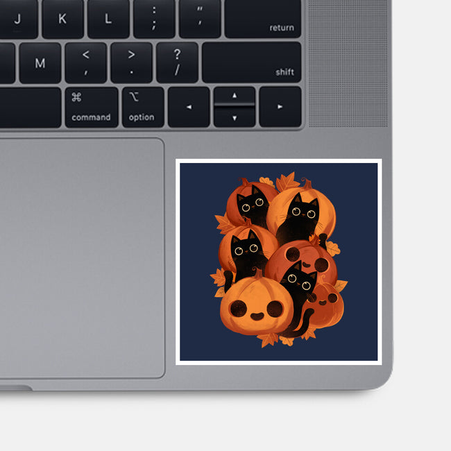Pumpkins And Black Cats-none glossy sticker-ricolaa