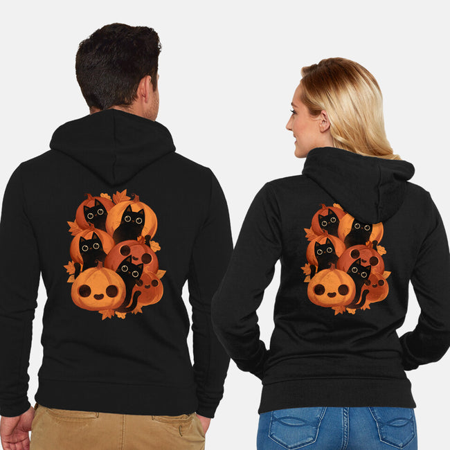 Pumpkins And Black Cats-unisex zip-up sweatshirt-ricolaa