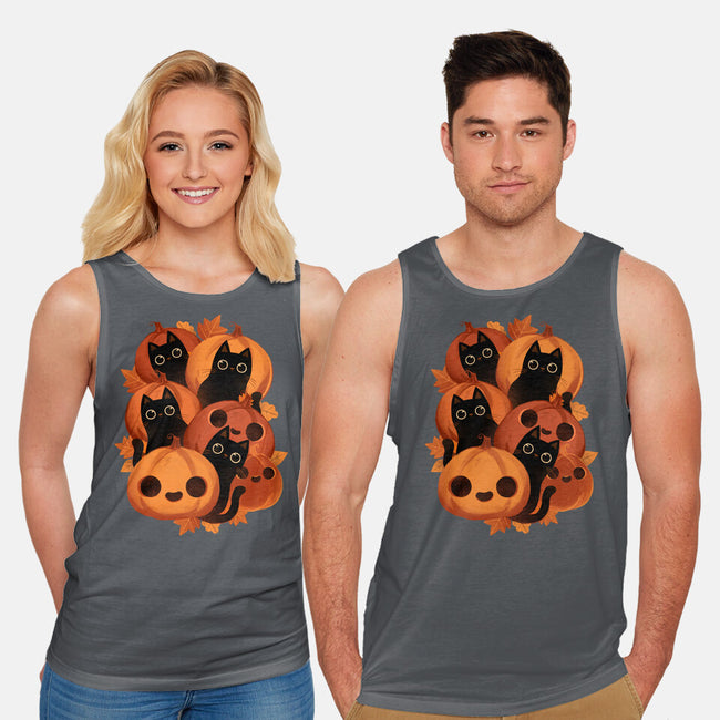 Pumpkins And Black Cats-unisex basic tank-ricolaa