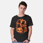 Pumpkins And Black Cats-mens basic tee-ricolaa