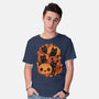 Pumpkins And Black Cats-mens basic tee-ricolaa