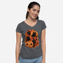 Pumpkins And Black Cats-womens v-neck tee-ricolaa