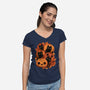 Pumpkins And Black Cats-womens v-neck tee-ricolaa